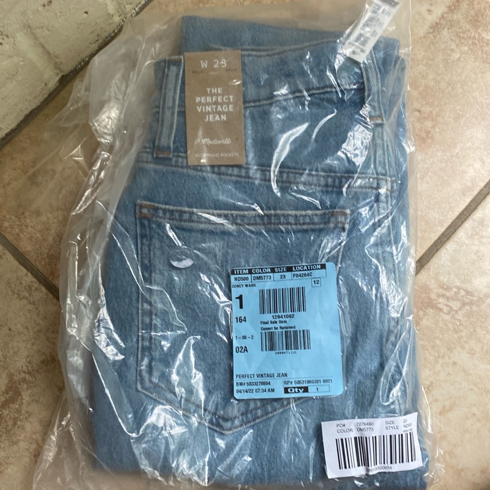 Madewell the perfect vintage jean size 23 nwt